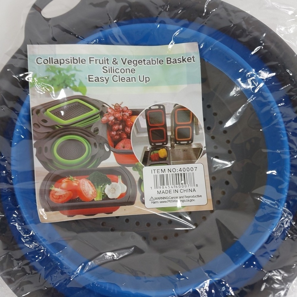 Hand-Held Silicone Collapsible Strainer Colander Flat Storage - Picture 2 of 4